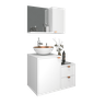 Conjunto de Banheiro Completo 60cm Gabinete com Armário + Cuba + Espelheira Branco com Cobre Nuestra - 6