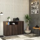 Ver imagem 2 de Armário Aparador com 03 Portas e Nicho 89,5x135x42cm Wlap135 Nogal - Preto