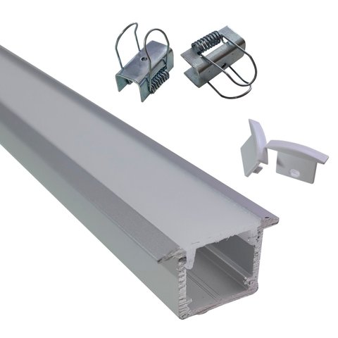 Perfil de Led Embutido Anodizado (prata) 2 Metros