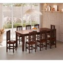 Ver imagem 4 de Mesa com 8 Cadeiras de Madeira 200x88 Castanho com Estofado Marrom Nemargi