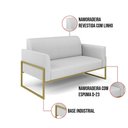 Ver imagem 5 de Sofá Namoradeira Base Industrial Alta Dourado Marisa Linho Cinza A05 D03 - D\'rossi