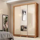Ver imagem 2 de Guarda Roupa Casal Panamá 3 Portas C/ Espelho e Pés Amendola/off White - Bela Móveis