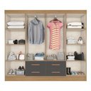 Ver imagem 3 de Guarda Roupa Casal Lite 8 Portas e 4 Gavetas Nature/cinza - Móveis Leão