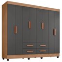 Ver imagem 1 de Guarda Roupa Casal Lite 8 Portas e 4 Gavetas Nature/cinza - Móveis Leão