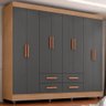 Guarda Roupa Casal Lite 8 Portas e 4 Gavetas Nature/cinza - Móveis Leão - 2