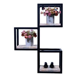 Prateleira Industrial Nicho 3 Módulos Parede Estante Canto:preto