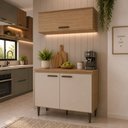 Ver imagem 1 de Cozinha Compacta Dolce Café 3 Portas Cinamomo/Off White - Panorama Móveis
