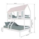 Ver imagem 3 de Beliche Casal/ Solteiro Casinha Bela - Madeira Maciça Branco/rosa/verde | Housin