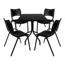 Ver imagem 2 de Jogo Mesa 70x70 Preta para Sorveterias e Restaurantes com 4 Cadeiras Iso Preta