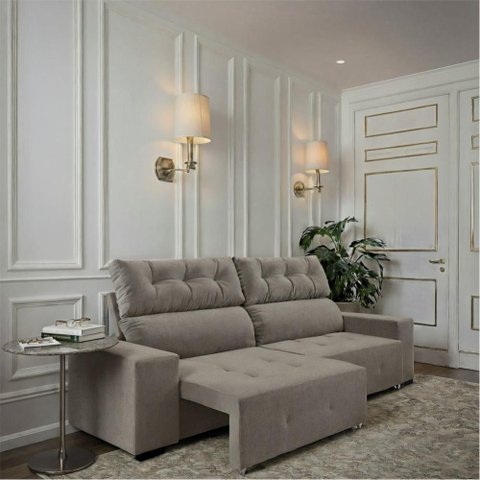 Sofá 4 Lugares Reclinável Sala de Estar 2,30m Velut Haven - Veludo