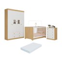 Ver imagem 1 de Quarto de Bebê Completo com Berço Americano 3 em 1 Colchão Teddy Multimóveis Mp4664 Madeirado/