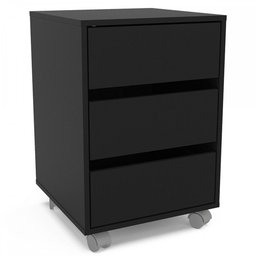 Mesa de Cabeceira Mauá 3 Gavetas com Rodízios Preto - Politorno - 2