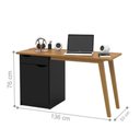 Ver imagem 3 de Escrivaninha Retangular Th Shop Moderno 1 Gaveta MDP 136cm Preto Cumaru