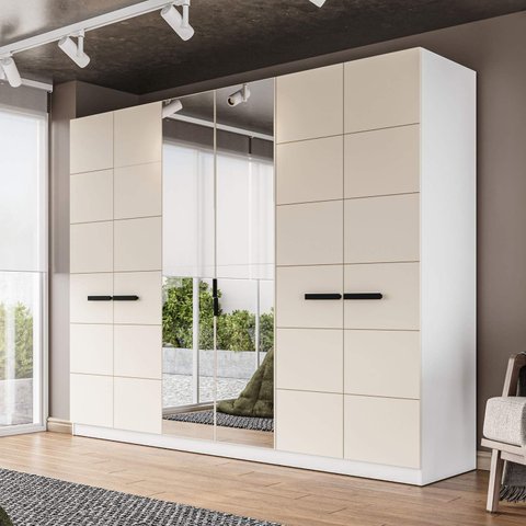 Guarda Roupa Casal 242,1cm 6 Portas com Espelho 240855 Lisboa Politorno Móveis