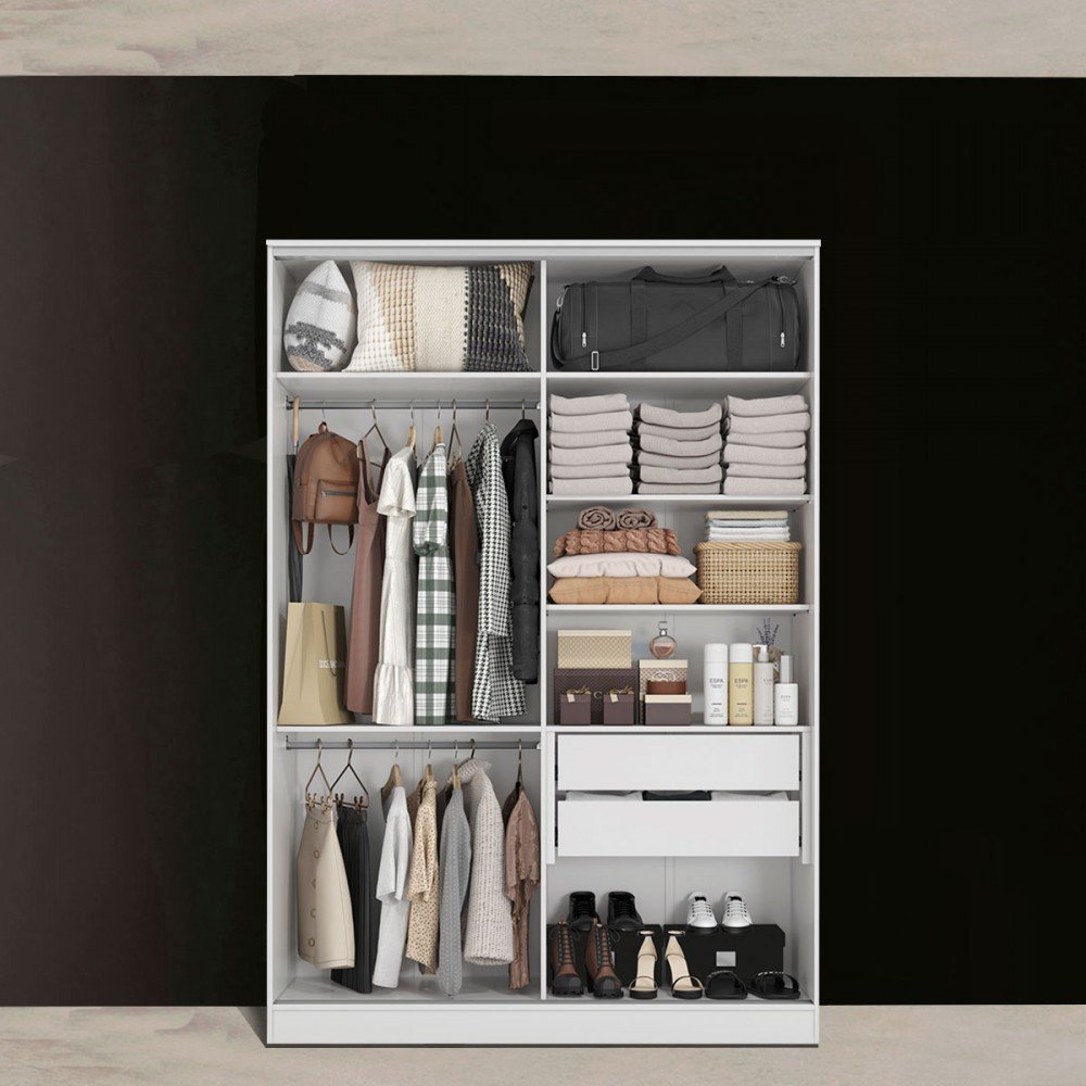 Closet Adapt 2 Gavetas 6 Prateleiras Branco - Kappesberg | MadeiraMadeira