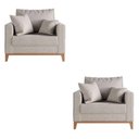 Ver imagem 1 de Kit 2 Poltrona Beny Pés e Base em Madeira Linho Cru - Fm