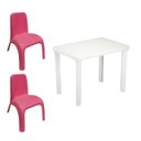Ver imagem 1 de Kit Mesa Plástica Infantil Branca e 2 Cadeiras Rosa