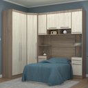 Ver imagem 1 de Guarda Roupa Dormitório Modulado Master Solteiro Canto - Avelã e Ártico Rústico - Roupeiro Luciane M