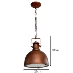 Pendente Retrô Diâm.25cm Bancada Bar Mesa Jantar Escritório:dourado Metalizado - 2