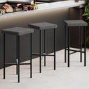 Ver imagem 2 de Kit 05 Banquetas Alta Bar Cozinha Sala de Jantar Preto Stella L02 Linho Cinza Escuro - Lyam Decor