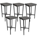 Ver imagem 1 de Kit 05 Banquetas Alta Bar Cozinha Sala de Jantar Preto Stella L02 Linho Cinza Escuro - Lyam Decor