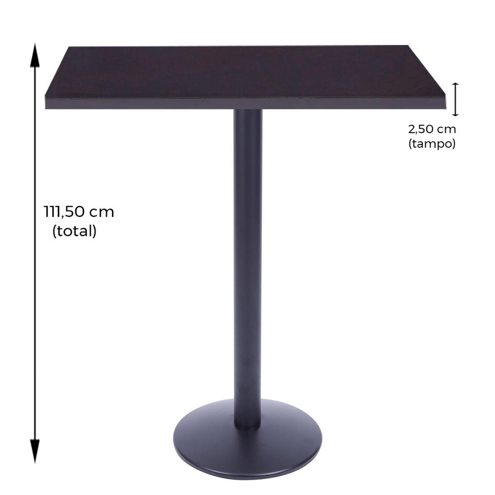 Mesa de Jantar Quadrada 60 cm Tampo Preto em MDP Base Zeta Bistrô - 4