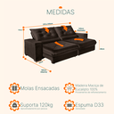 Ver imagem 3 de Sofá Retrátil e Reclinável 2,10m Suede Cancún Marrom Café