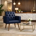 Ver imagem 2 de Poltrona Capitonê Reforçada para Sala Toque de Luxo Corino Azul-marinho