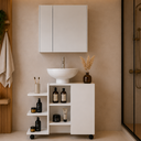 Ver imagem 2 de Kit para Pia de Coluna Gabinete Classic e Espelheira Klein - Branco