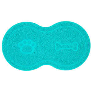 Tapete Pet Comedouro Vinílico Cão 46x26cm Turquesa Uzoo