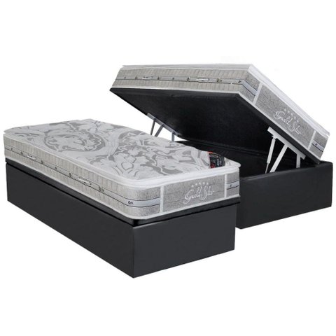 Cama Box Baú Solteiro: Colchão Molas Ensacadas Castor Pocket Super Luxo Látex SLX + Base CRC