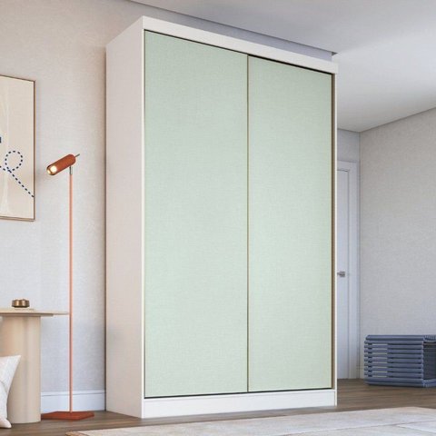 Guarda-Roupa Rubi New 2 Portas de Correr Infinity Branco/Blush/Pistache