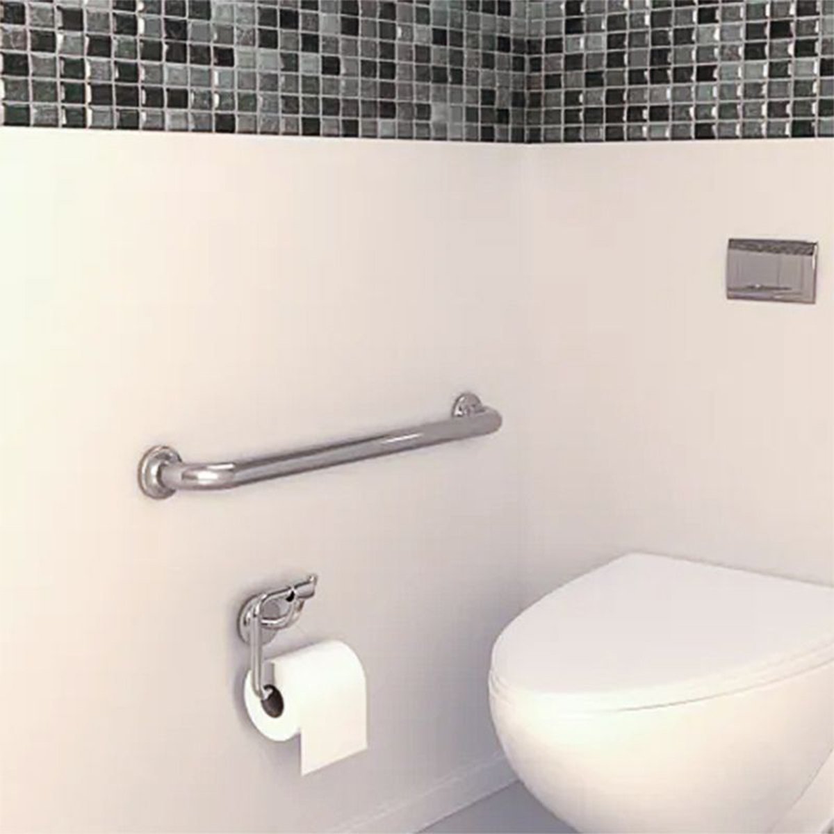Alça de Apoio Inox 30cm Suporte Banheiro Box Acessibilidade Idoso Gestante Segurança Parede Apoio Re - 7