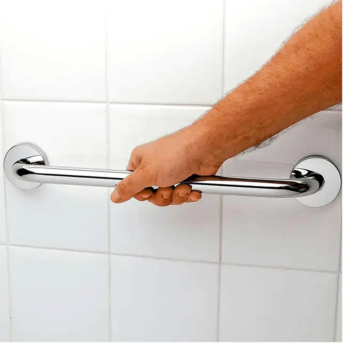 Alça de Apoio Inox 30cm Suporte Banheiro Box Acessibilidade Idoso Gestante Segurança Parede Apoio Re - 3