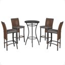 Ver imagem 1 de Mesa Bistro e 4 Banquetas Roma Preta Corda Náutica 11 Marrom