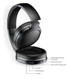 Fone de Ouvido Headphone Dobrável Sem Fio Bluetooth 5.0 Som Alto Sem Ruído Confortável Baseus - Pret - 5