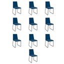 Ver imagem 1 de Kit 10 Cadeiras de Jantar Cozinha Industrial Lexa Veludo Élpis Móveis Azul Marinho Preta