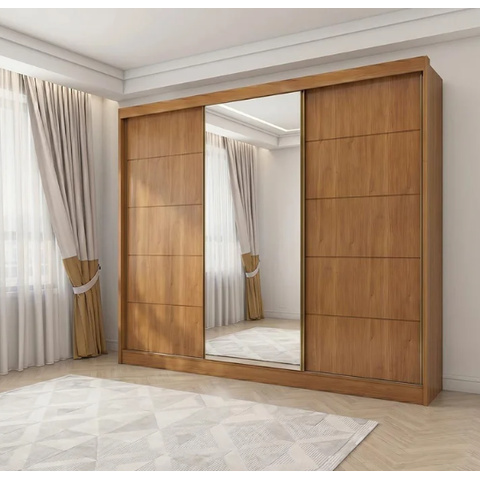 Guarda-Roupa com Espelho 221cm 3 Portas 6 Gavetas Tokyo Plus Bianchi Nature