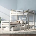 Ver imagem 1 de Cama Treliche em L com Auxiliar Solteiro Madeira:Branco