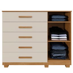 Cômoda Paris 5 Gavetas 1 Porta Ripada 2 Prateleiras com Sapateira - Benetil - 3