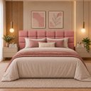 Ver imagem 2 de Cabeceira Cama Box Casal 138cm Estofada Bouclé Boss:Rosa