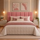 Ver imagem 1 de Cabeceira Cama Box Casal 138cm Estofada Bouclé Boss:Rosa