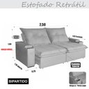 Ver imagem 5 de Sofá 4 Lugares 2,50m Retrátil e Reclinável Ravi Bom Pastor