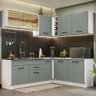 Armário de Cozinha Completa de Canto 389cm Branco Cinza Agata Madesa 01 - 2