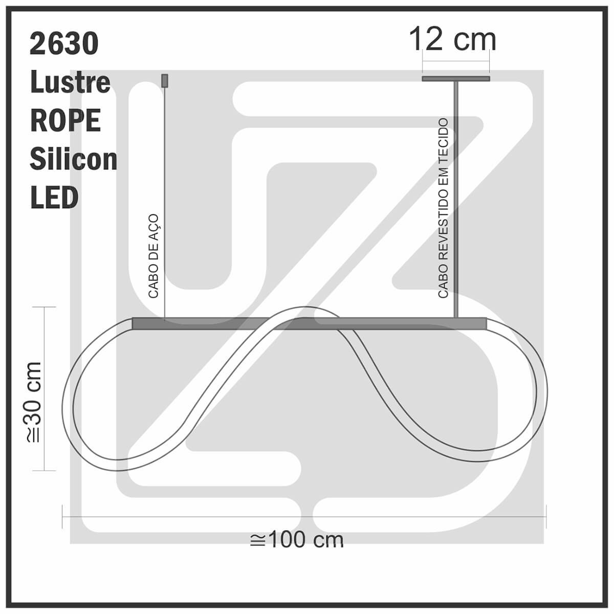 Lustre Design Moderno Rope 38w - Silicon LED 3000K - PRETO - 6