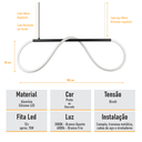 Ver imagem 6 de Lustre Design Moderno Rope 38w - Silicon Led 3000k - Preto