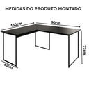 Ver imagem 5 de Mesa Moderna em L 90x150 Max Funcional Ideal para Escritórios - Preto/Preto