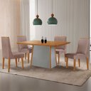 Ver imagem 1 de Mesa de Jantar Diane 120cm Tampo Mdf Laminado com 4 Cadeiras Lisboa Moderna Mobília