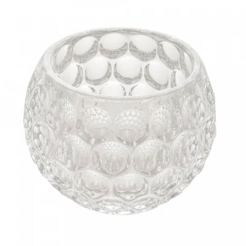 Porta Velas de Cristal Bolhas 11x9cm Lyor Mesa de Jantar Aparadores Suporte para Vela