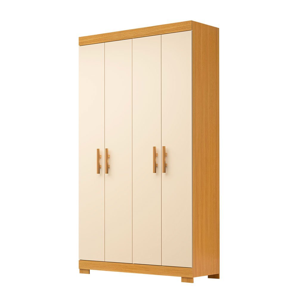 Guarda Roupa Solteiro 100% MDF 4 Portas Lana Nature/Off White ACP MÓVEIS - 1